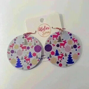 Hand crafted Leather Holiday Earrings